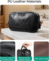 BAGSMART Large Toiletry Bag for Men, PU Leather Water Resistant, Coffee