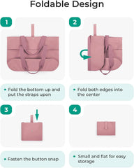 BAGSMART Tote Bag for Women, Foldable Tote Bag With Zipper Travel Shoulder Bag Handbag for Work