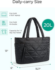 BAGSMART Tote Bag for Women, Puffer Tote Bag for Work Large Shoulder Bag