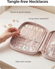 BAGSMART Travel Jewelry Organizer, Tangle-free Necklaces Case,Black