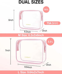 BAGSMART Clear Toiletry Bag 2-Pack TSA Approved Water-Repellent, Pink