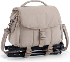 BAGSMART Small Camera Bag, DSLR Camera Case for Camera Lens & Accessories, Ultra-Light Compact Crossbody Camcorder Bags with Rain Cover/Tripod Straps, Camel