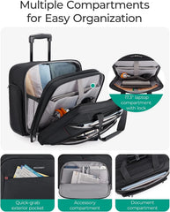 BAGSMART Rolling Laptop Bag, Briefcase with Wheels 17.3 Inch Laptop, Black
