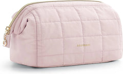 BAGSMART Makeup Bag Travel Toiletry Bag, Wide-open Zipper Pouch, Pink