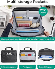 BAGSMART 3 In 1 Laptop Bag for Men Expandable Computer Bag 17.3 Inch, Gray