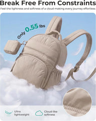 BAGSMART Small Backpacks for Women, Puffer Mini Backpack Purse with Pouch