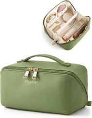 BAGSMART Makeup Bag Travel Cosmetic Bag,Women Toiletry Case, Dark Green