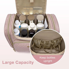 BAGSMART Women's Travel Toiletry Bag, Water-resistant Large Capacity, Pink