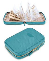 BAGSMART Jewelry Travel Organizer Case Ring Binder Storage Rolls, Teal