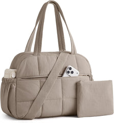 BAGSMART Small Gym Bag for Women, 2 Set Travel Duffel Bags, Camel