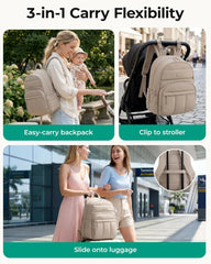 BAGSMART Baby Diaper Bag with Waterproof Pad, Black