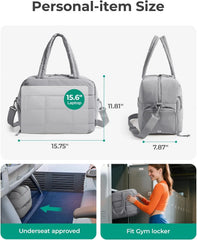 BAGSMART Gym Bag for Women, Carry on Travel Duffel Bag, Water-resistant Weekender with Shoe Compartment for Gym Travel Work, Grey, Medium