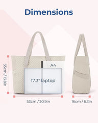 BAGSMART Crush Tote Bag for Women, 20L Puffer Work Tote with Zipper, Travel Essentials Quilted Nurse Hospital Bag