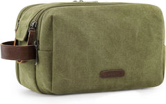 BAGSMART Toiletry Bag for Men, Canvas Travel Toiletry Organizer Dopp Kit Water-resistant Shaving Bag for Toiletries Accessories,Green-Large
