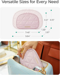 BAGSMART Travel Jewelry Case Jewelry Organizer Storage Roll Rings Necklaces Earrings Bracelets Brooches Watch Large Portable Light Pink