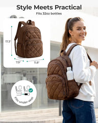 BAGSMART College Laptop Backpack,Cute Travel Backpack for Women,Quilted Computer Bookbag