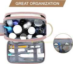 BAGSMART Toiletry Bag for Women, Cosmetic Makeup Bag Organizer, Travel Bag for Toiletries, Dopp Kit Water-resistant Shaving Bag for Accessories, Pink-Medium