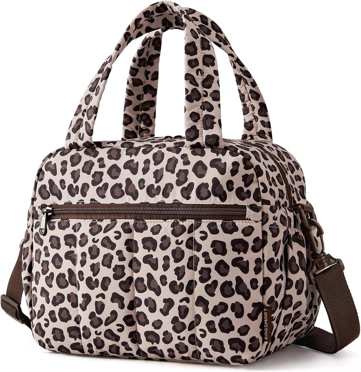 BAGSMART Leopard Puffy Lunch Bag for Women Insulated Lightweight Carrier