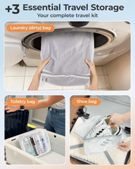 BAGSMART Vacuum Seal Storage Bags for Clothing Travel, 12 Pack Travel Essentials Bundle includes Laundry Bag & Waterproof Shoe Bag & TSA Approved Toiletry Bag, Hand Pump Included