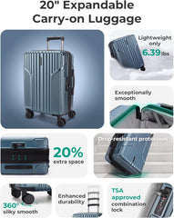 BAGSMART Carry On Luggage 22x14x9 Airline Approved, Expandable Suitcase with Wheels,Royal Blue