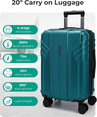 BAGSMART Carry On Luggage 22x14x9 Airline Approved, Fresh Green