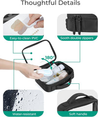 BAGSMART Puffy Clear Toiletry Bag, TSA-Approved & Wide-Open, 1-Pack, Beige