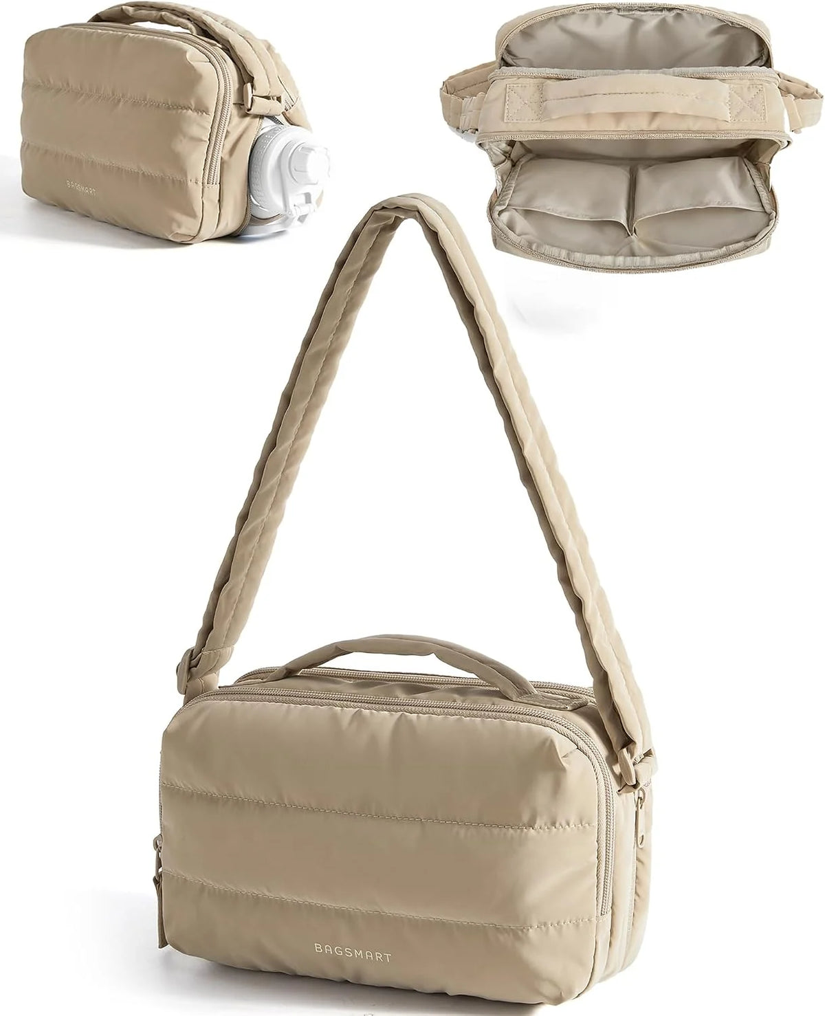 BAGSMART Lightweight Crossbody Bags for Women, Quilted Puffer Shoulder HandBags with Adjustable Strap for Travel