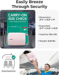 BAGSMART 20" Spinner Carry-On, PC Hardside Expandable, TSA Lock, Pink