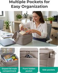 BAGSMART Lunch Box for Women, Cute Quilted Insulated Lunch Bag Sloped-lid