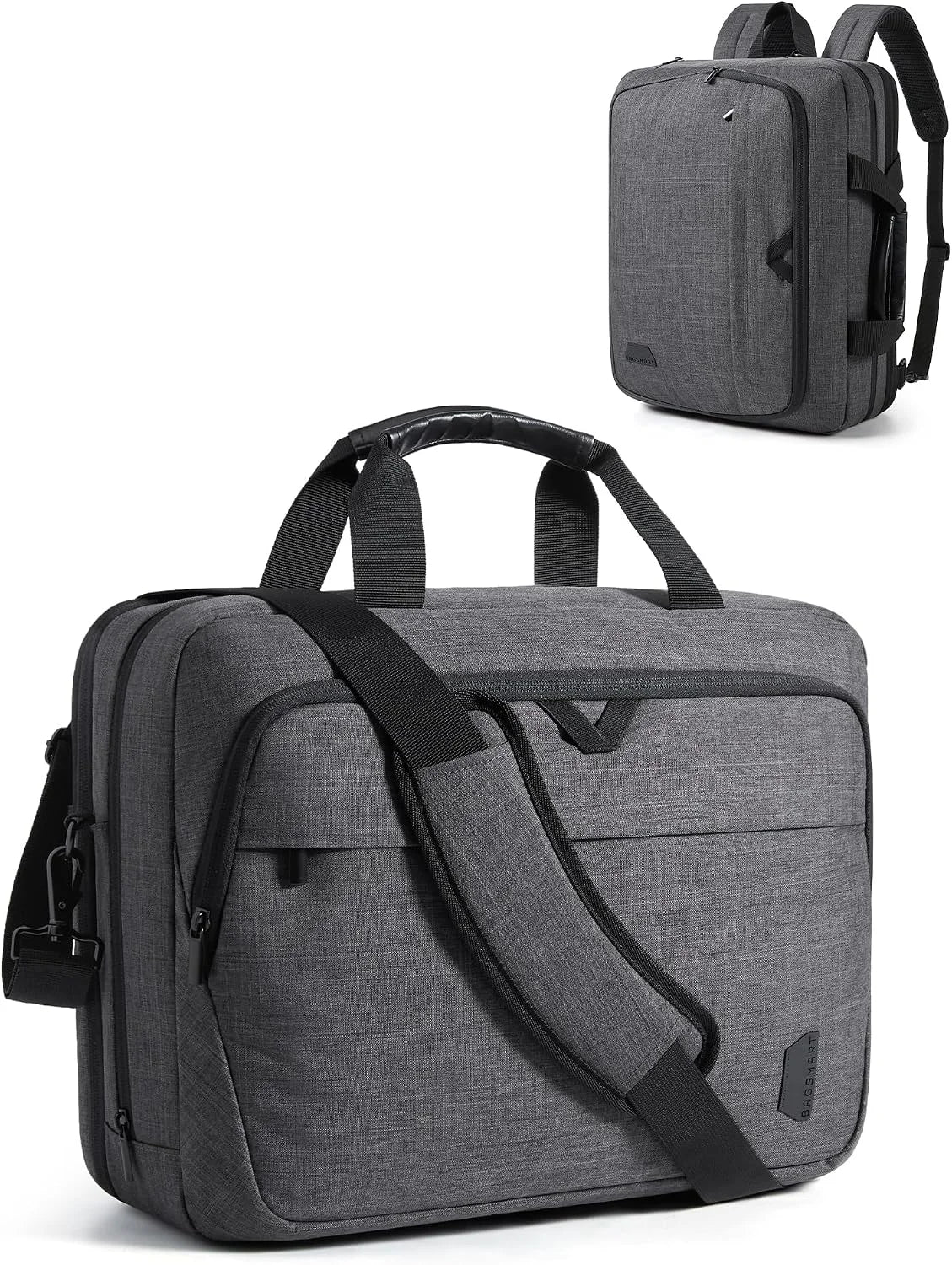 BAGSMART 3 In 1 Laptop Bag for Men Expandable Computer Bag 17.3 Inch, Gray