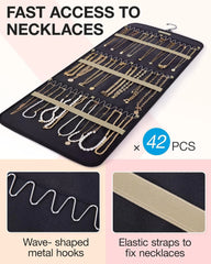 BAGSMART Hanging Jewelry Organizer Necklace/Earring/Ring 2-Sided L Black