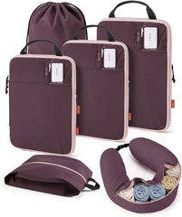 BAGSMART 6 Set Compression Packing Cubes with Fillable Neck Pillow