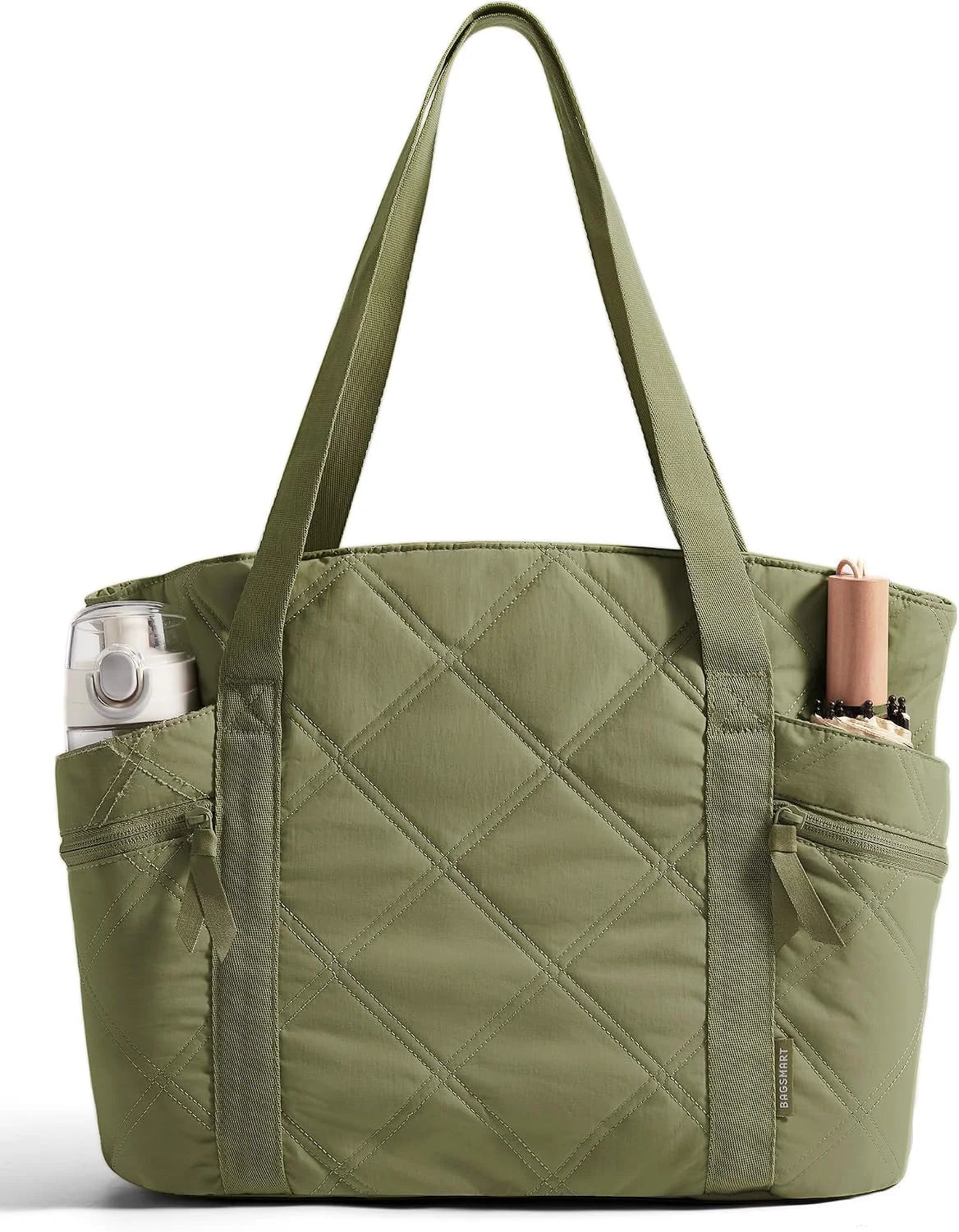 BAGSMART Crush Tote Bag for Women, 20L Puffer Work Tote with Zipper