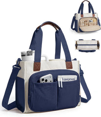 BAGSMART Canvas Tote Bag for Women, Small Work Tote Bag with Zipper