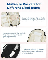BAGSMART Electronics Organizer Travel Case for Cords Chargers Phones, Black