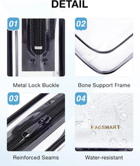 BAGSMART Clear Toiletry Bag 3-Pack TSA Approved Water-Repellent, Black