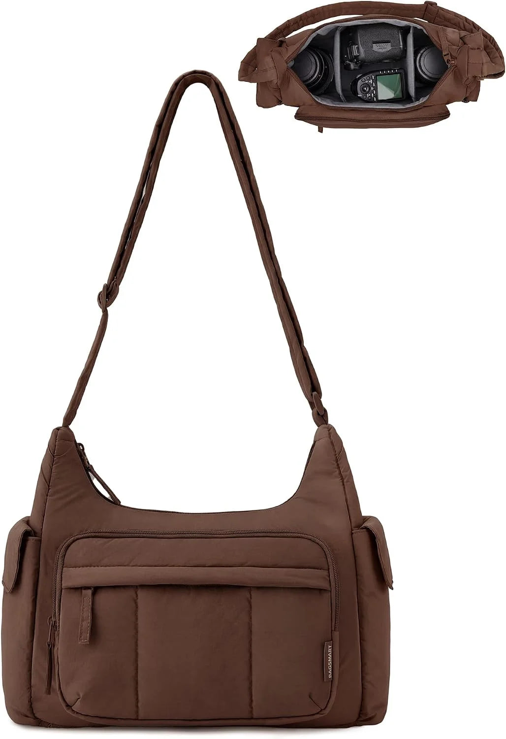 BAGSMART 2 in 1 Puffy Camera Bag for Photographer Everyday Shoulder Bag