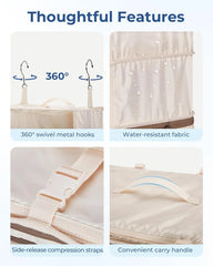BAGSMART Hanging Packing Cubes for Travel, Hanging Shelves for Suitcases Organizers, Wet Dry Bags 5 Pack, Travel Bags Reusable for Swimsuits (Beige)