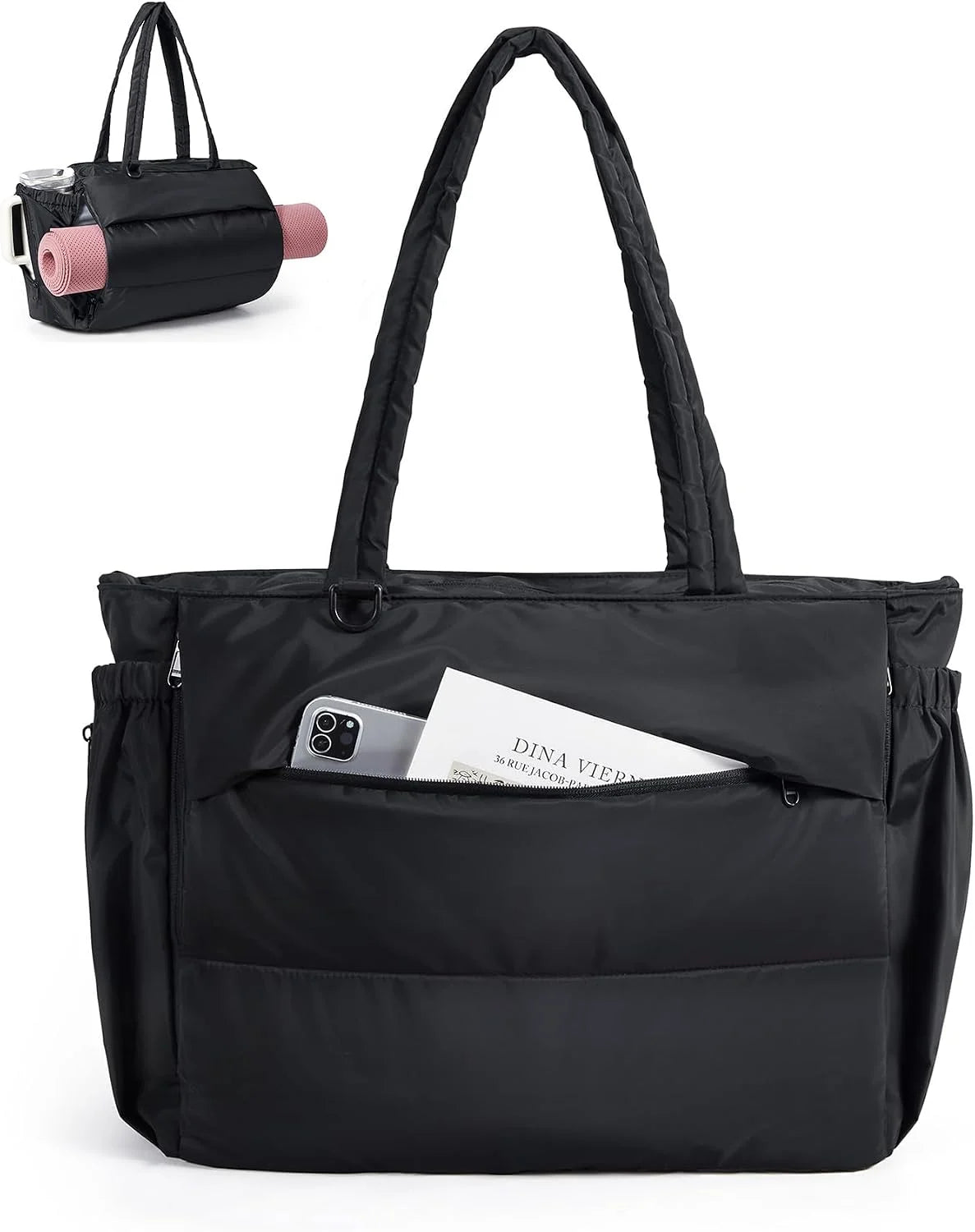 BAGSMART Yoga Pilates Tote Bag for Women with Knotted Handle, Gym Bag