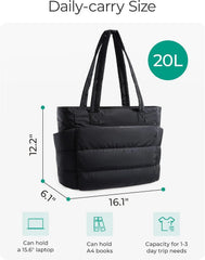 BAGSMART Puffy Tote Bag for Women, Lightweight Work Tote Handbag