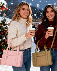 BAGSMART Boxy Tote Bag for Women, Crossbody Work Bag with Zipper