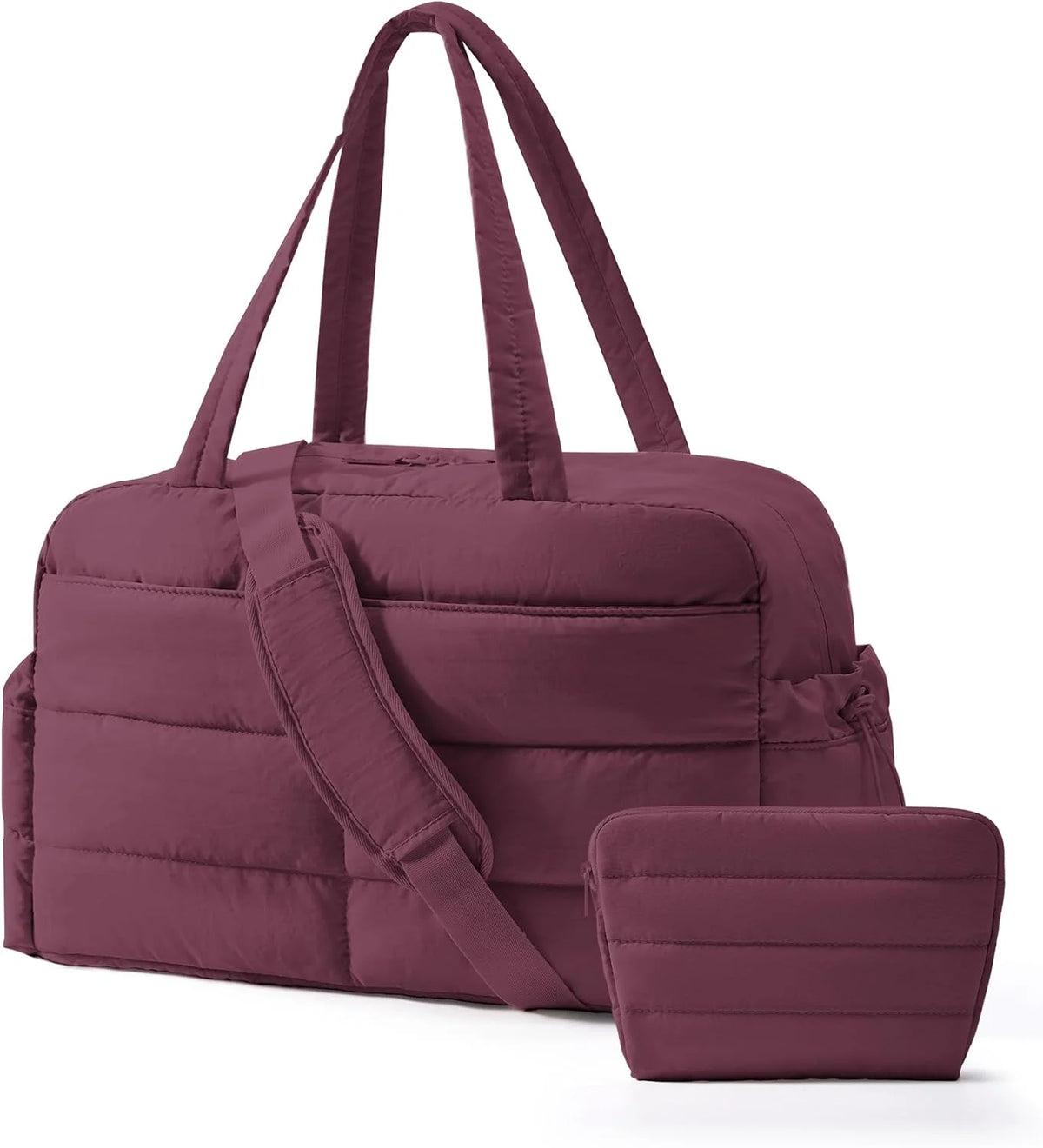 BAGSMART Gym Bag for Women, 2-PC Puffer Travel Duffle Bag Carry On Tote Bag