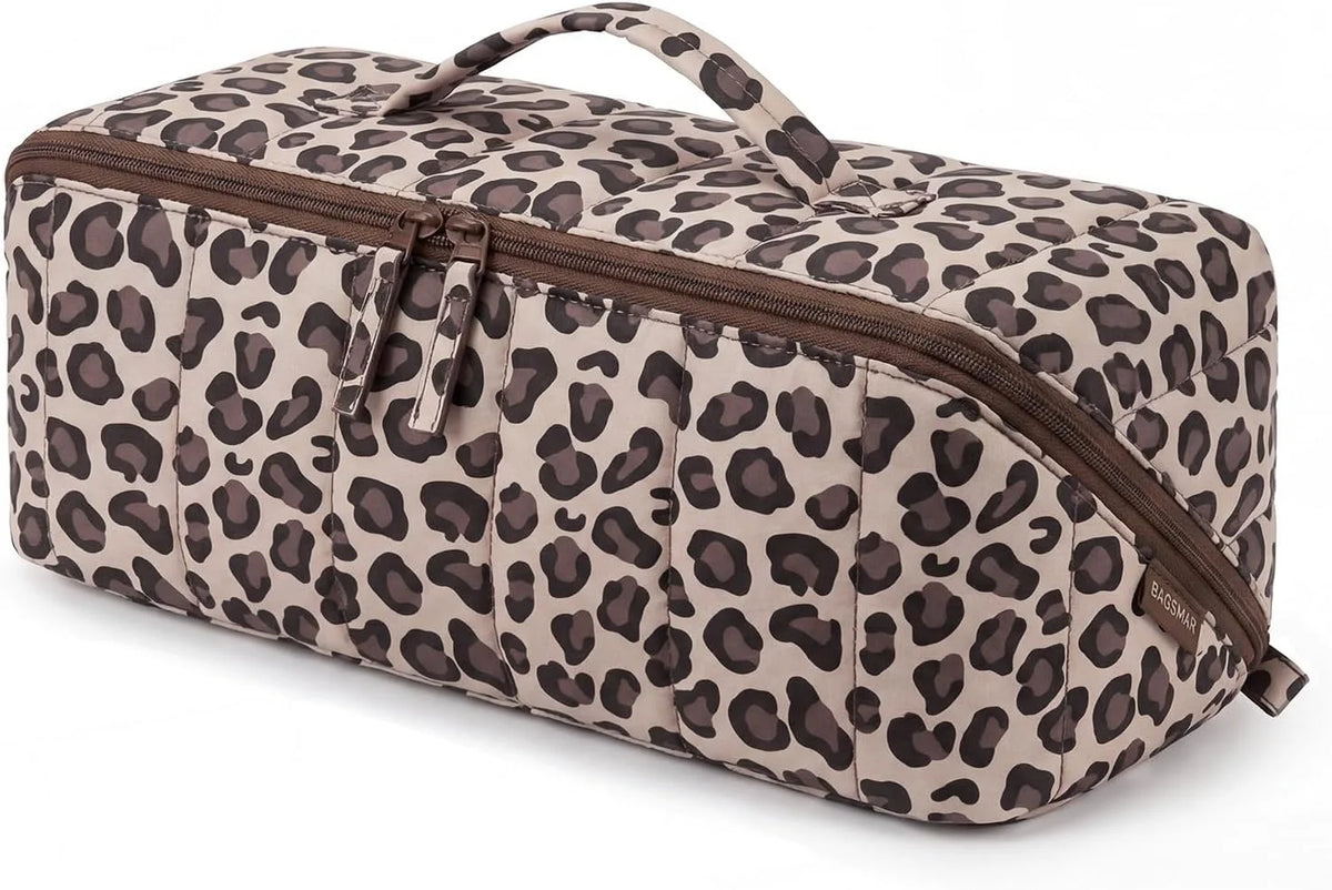 BAGSMART Hair Tools Travel Bag Compatible with Shark Flexstyle, Leopard