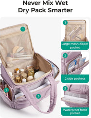 BAGSMART Travel Toiletry Bag for Women with Puffy Water-Resistant Fabric, Roomy Makeup Bag Organizer for Travel-Sized Toiletries & Accessories (Nude Pink)