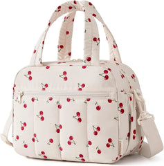 BAGSMART Cherry Puffy Lunch Bag for Women Insulated Lightweight Carrier