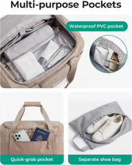 BAGSMART Travel Duffel Bags with Dividers, 32L Gym Duffle Bag with Laptop Compartment, Carry On Weekender Overnight Bag, Shoe Bag, PVC Wet Pocket, Dark Brown