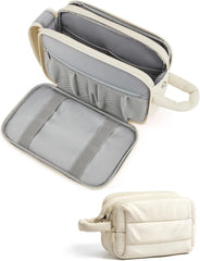 BAGSMART Travel Toiletry Bag for Women, Water-resistant, Warm Beige