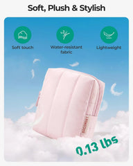 BAGSMART Small Makeup Bag for Women with Slip-in Pocket, Baby Pink