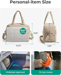BAGSMART Gym Bag for Women, Carry on Travel Duffel Bag, Water-resistant Weekender with Shoe Compartment for Gym Travel Work, Desert, Medium