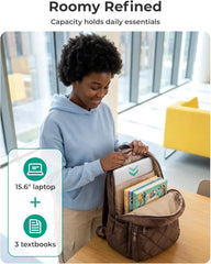 BAGSMART College Laptop Backpack,Cute Travel Backpack for Women,Quilted Computer Bookbag
